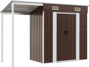 vidaXL barna kerti fészer meghosszabbított tetővel 277x107x181 cm