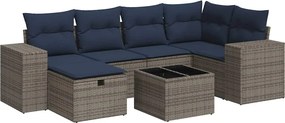 vidaXL 7 részes szürke polyrattan kerti ülőgarnitúra párnákkal
