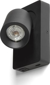 RENDL VOLTERA USB nástěnná černá 230V LED GU10 9W