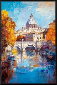 Poszter Alumínium Keret Róma Város Vatikán Bazilika Tiber Ősz 40x60
