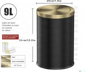 Fürdőszobai szemetes Deluxe GB1755 rozsdamentes acélból, több színváltozatban — Fekete-arany