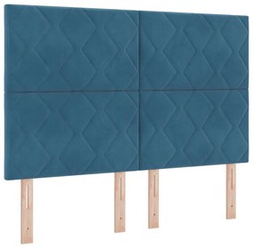 Gyémánt Blokk Mintás Sötétkék 140 cm Bársony Fejtámla