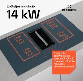 Klarstein AirJet FlexPro Down Air System, Indukciós főzőlap + páraelszívó, Flexi zóna, Booster