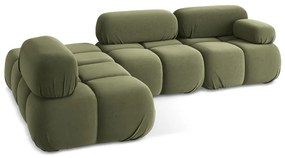 Világoszöld bársony moduláris sarokkanapé (bal oldali) Lokua – Makamii