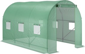 Outsunny 350x200x200 cm-es Üvegház, fólia üvegház paradicsomház ajtóval, 6 ablakkal, horganyzott acélból készült fólia alagút, stabil üvegházi növény