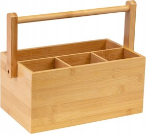 Tárolódoboz, bambusz, 4 rekesz