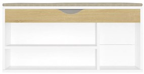 fehér és sonoma tölgy színű cipőtároló pad párnával 104x30x49cm