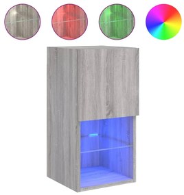 2 db szürke sonoma TV-szekrény LED lámpákkal 30,5x30x60 cm