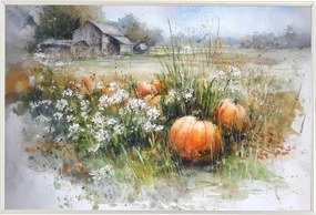 Poszter Keret Alumínium Tájkép Falu Farm Mező Farm Tök 60x40