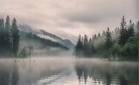 Divatos Flizelin Tapéta Fali Furnér Hangulatos tó 416x254 Ragasztó