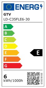 Meleg fehér szálas izzó E14, 6 W – GTV