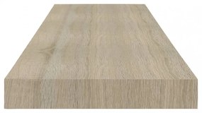 2 db tölgyszínű MDF lebegő fali polc 80 x 23,5 x 3,8 cm