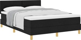 vidaXL Boxrugós ágy matracmal fejtámlával Fekete 160 x 200 cm szövet