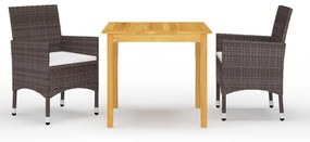 vidaXL 3 részes barna kerti étkezőgarnitúra