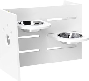 PawHut Magasított Kutya Etető Tál Magasságban Állítható Állvánnyal, Anti-Gulp Szőnyeggel, 2 x 1000ml Lassú Etetés Tál Közepes Kutyák és Macskák Számár