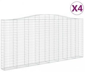 4 db íves horganyzott vas gabion kosár 400x30x180/200 cm