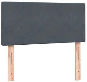 sötétszürke bársony rugós ágy matraccal 80x210 cm