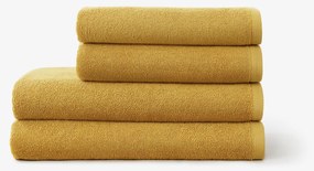 Goldea bordűr nélküli frottír törölköző és fürdőlepedő soft – mustárszínű 50 x 100 cm