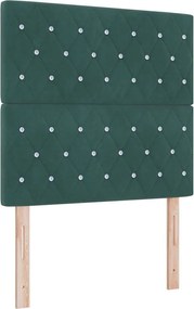 vidaXL LED Box Spring Ágy matracmal Sötétzöld 100 x 200 cm szövet