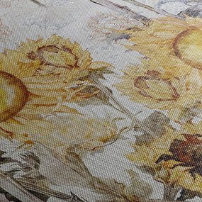Kép - Napraforgó a falban (órával) (90x30 cm)
