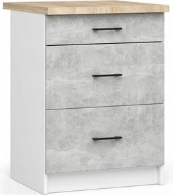 Olivia szekrény S60 3SZ Asztallap Fehér Beton Akd