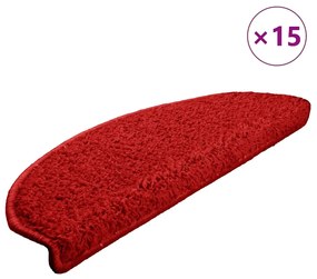 vidaXL 15 db piros, félkör alakú, nagy lépcsőszőnyeg 65 x 21 x 4 cm