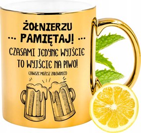 Prémium Arany Csillogó Bögre Katona Ajándék Nyomtatott Fotóval