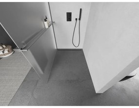 Mexen Kioto+, Walk-In zuhanyparaván polccal és akasztóval 70 x 200 cm, 8 mm-es matt üveg, grafit profil, 800-070-121-95-30