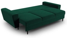 Zöld bársony kinyitható tárolóhelyes kanapé 235 cm Kyoto – Cosmopolitan Design