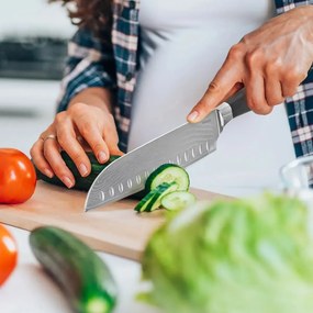 Orion Konyhakés santoku, damaszkuszi acélból, 18,5 cm