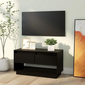 fekete tömör fenyőfa TV-szekrény 74x34x40 cm