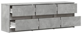 betonszürke szerelt fa TV-szekrény LED-ekkel 140 x 34 x 50 cm
