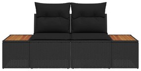 vidaXL Kerti kanapé Fekete 184 x 62 x 85cm polirattan