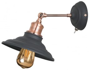 Lámpa Fali lámpatest LORET+ kapcsolóval,7901,AC220-240V,50/60Hz,1*E27,max.40W,átmérő20cm,egyes,fekete