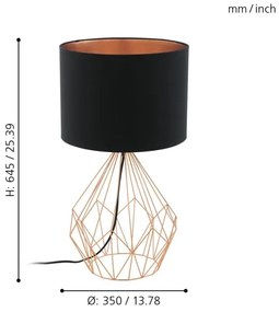 Eglo 95185 - Asztali lámpa PEDREGAL 1xE27/60W/230V