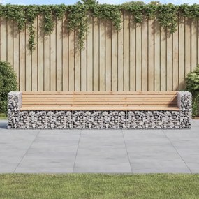 vidaXL tömör fenyőfa gabion kerti pad 347x71x65,5 cm