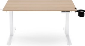 Elektromos, állítható magasságú, ergonomikus, fehér/sonoma tölgy íróasztal,1200x600 mm: ARIA