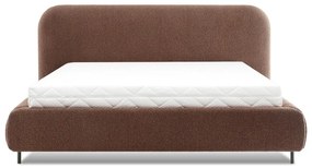 Terrakotta színű kárpitozott ágyneműtartós franciaágy ágyráccsal 160x200 cm Pointt – ELTAP