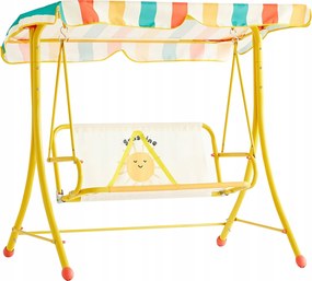 Kerti Hinta Gyerekeknek Dupla 117x73x107 CM, Szabadon Álló Napellenzővel