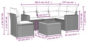 6 részes bézs polyrattan kerti ülőgarnitúra párnával