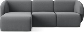 Szürke bársony sarokkanapé (bal oldali-heverő résszel) Lani – Makamii