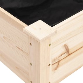 tömör fenyőfa kerekes ültetőláda béléssel 71 x 37 x 80 cm