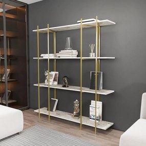 könyvespolc Moss - White, Gold