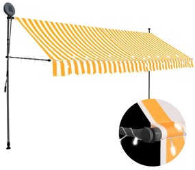 Fehér-narancssárga kézzel kihúzható LED-es napellenző 400 cm