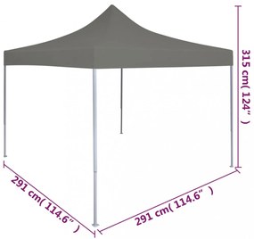 antracitszürke összecsukható, felállítható rendezvénysátor 3x3 m