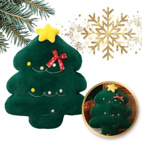 Bársonyos díszpárna fenyőfa alakban MERRYLY, zöld