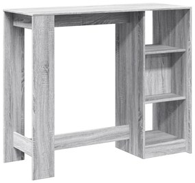 szürke sonoma szerelt fa bárasztal polccal 124 x 46 x 103,5 cm