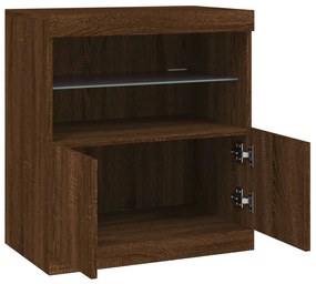 barna tölgy színű tálalószekrény LED-ekkel 60 x 37 x 67 cm
