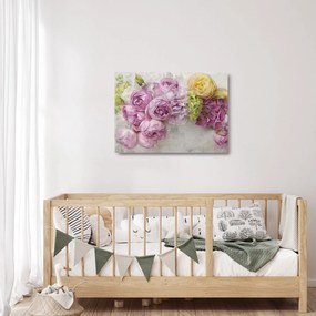 Kép - Virágok a falon pasztell színekben (üvegen) (70x50 cm)