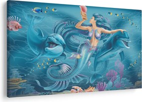 Kép - Sellő delfinekkel (90x60 cm)